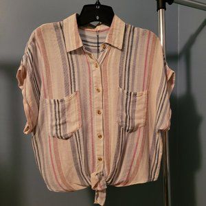 Thread and Supply.  Crop Top.  Size Medium. White with multi-colored stripes.